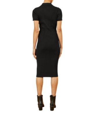 Women's Fitted Rib Knitted Midi Dress