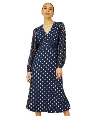 Women's Elegant Foil Print Midi Dress