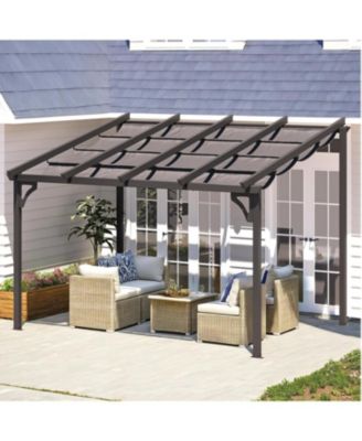 10' x 8' Gazebo for Patio, Retractable Pergola with Adjustable Sun Shade Canopy Roof