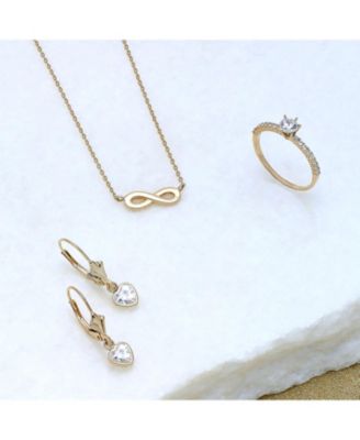 Simple Delicate Petite Eternity Figure Eight Symbol Love Knot 14K Yellow Gold Station Infinity Pendant Necklace