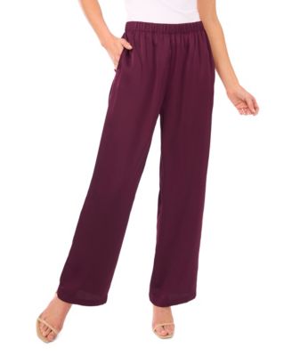 Women's Mid Rise Satin Elastic Waist Pants
