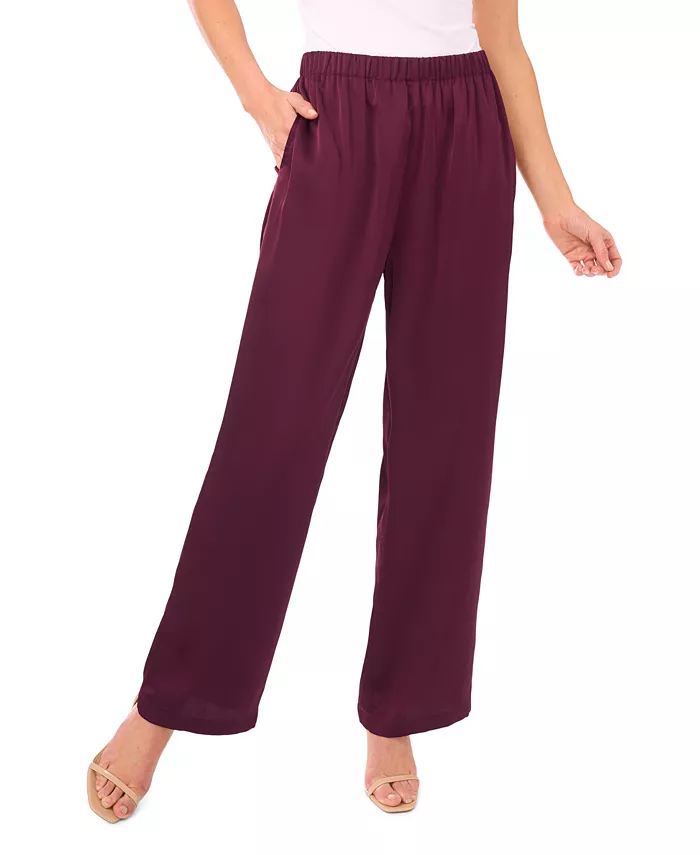 Women's Mid Rise Satin Elastic Waist Pants - thumbnail 4