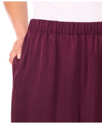 Women's Mid Rise Satin Elastic Waist Pants