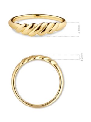Rope Ring in Gold Plated Sterling Silver, Size 7