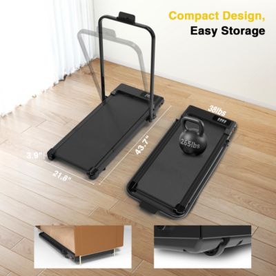 2 in 1 Walking Pad Treadmill with Incline, Under Desk Treadmill with LED Display & APP for Home Office