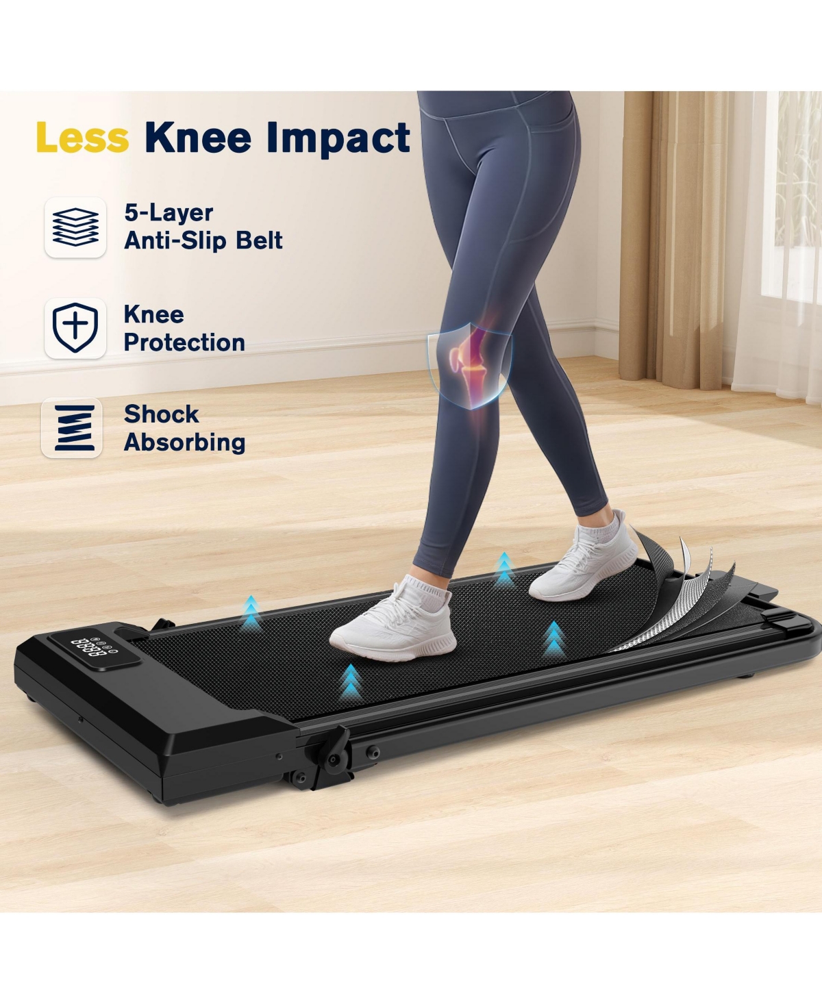 Redliro 2 in 1 Walking Pad Treadmill with Incline, Under Desk Treadmill with Led Display & App for Home Office