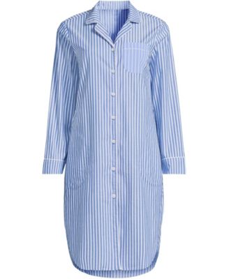 Women's Cotton Poplin Long Sleeve Sleepshirt Nightgown