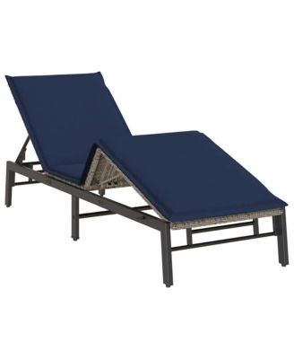 Sun Lounger Grey, Navy Blue PE rattan, Powder-coated steel Standard