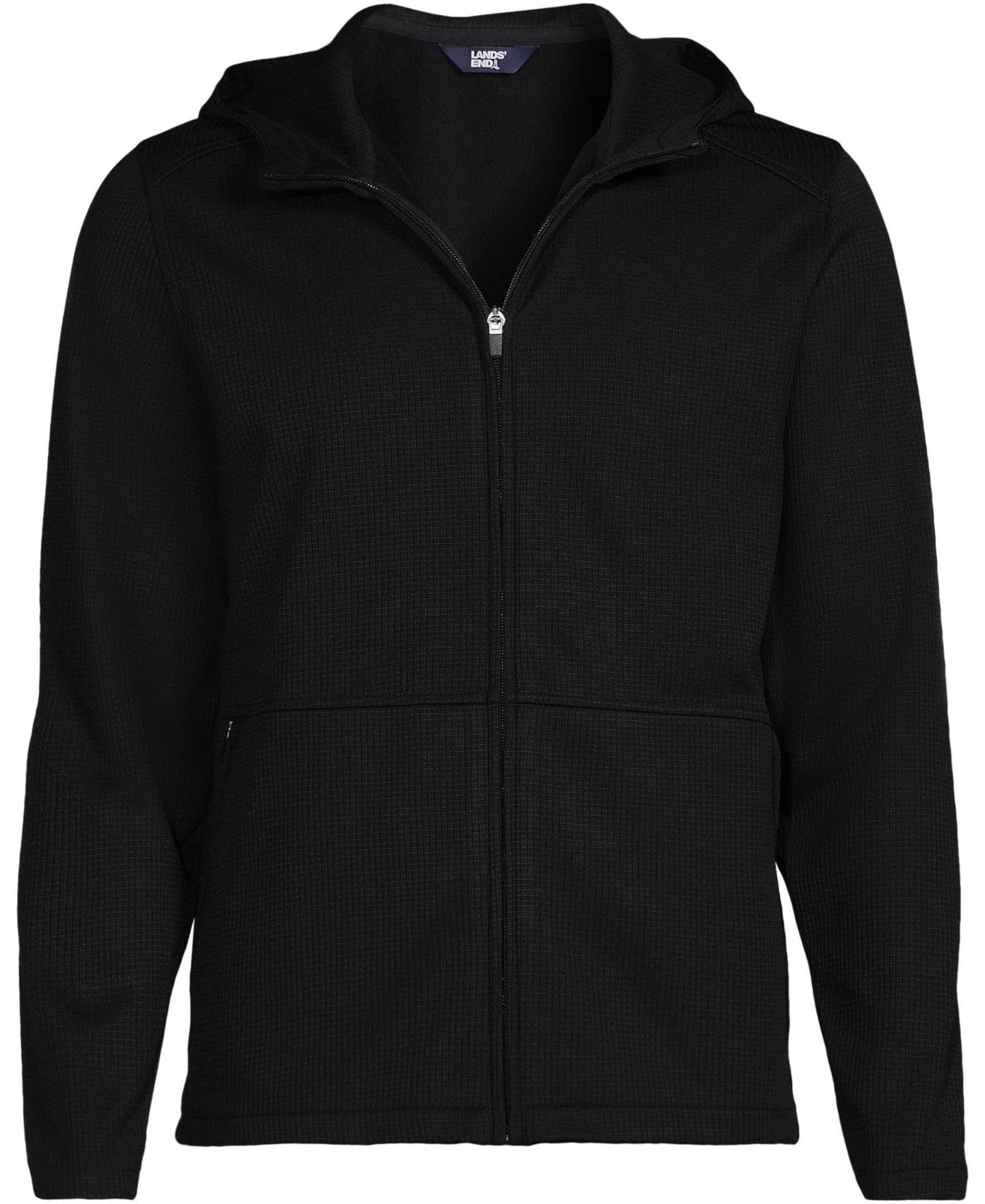 Мужская куртка Lands' End Unisex Grid Tech Hooded Zip Front, цвет: Чёрный — фото 2