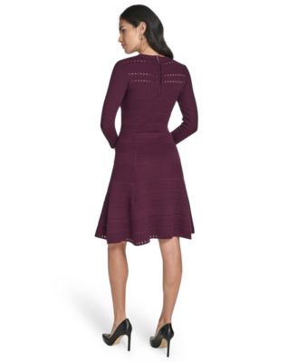 Women's Textured Ottoman Fit and Flare Dress