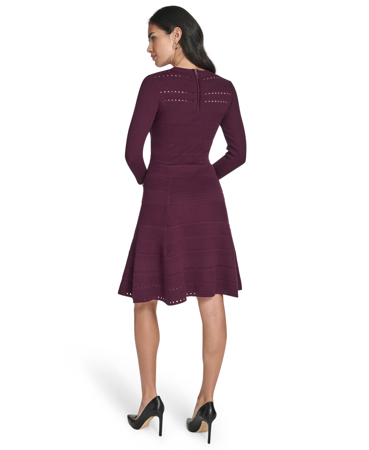 Jessica Howard Women's Textured Ottoman Fit And Flare Dress In Burgundy