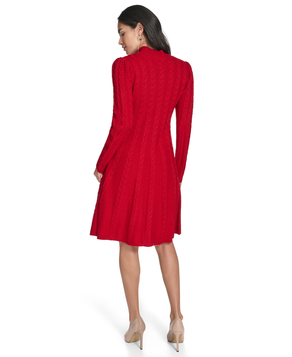 Jessica Howard Women's Fit And Flare Pull-on Sweater Dress In Red