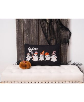 Halloween Ghosts "Boo" Cotton Blend Halloween Accent Throw Pillow 16" x 24"