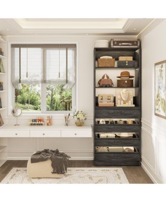 21.3'' Freestanding Closet Organizer System with 4 Drawers and Shelves