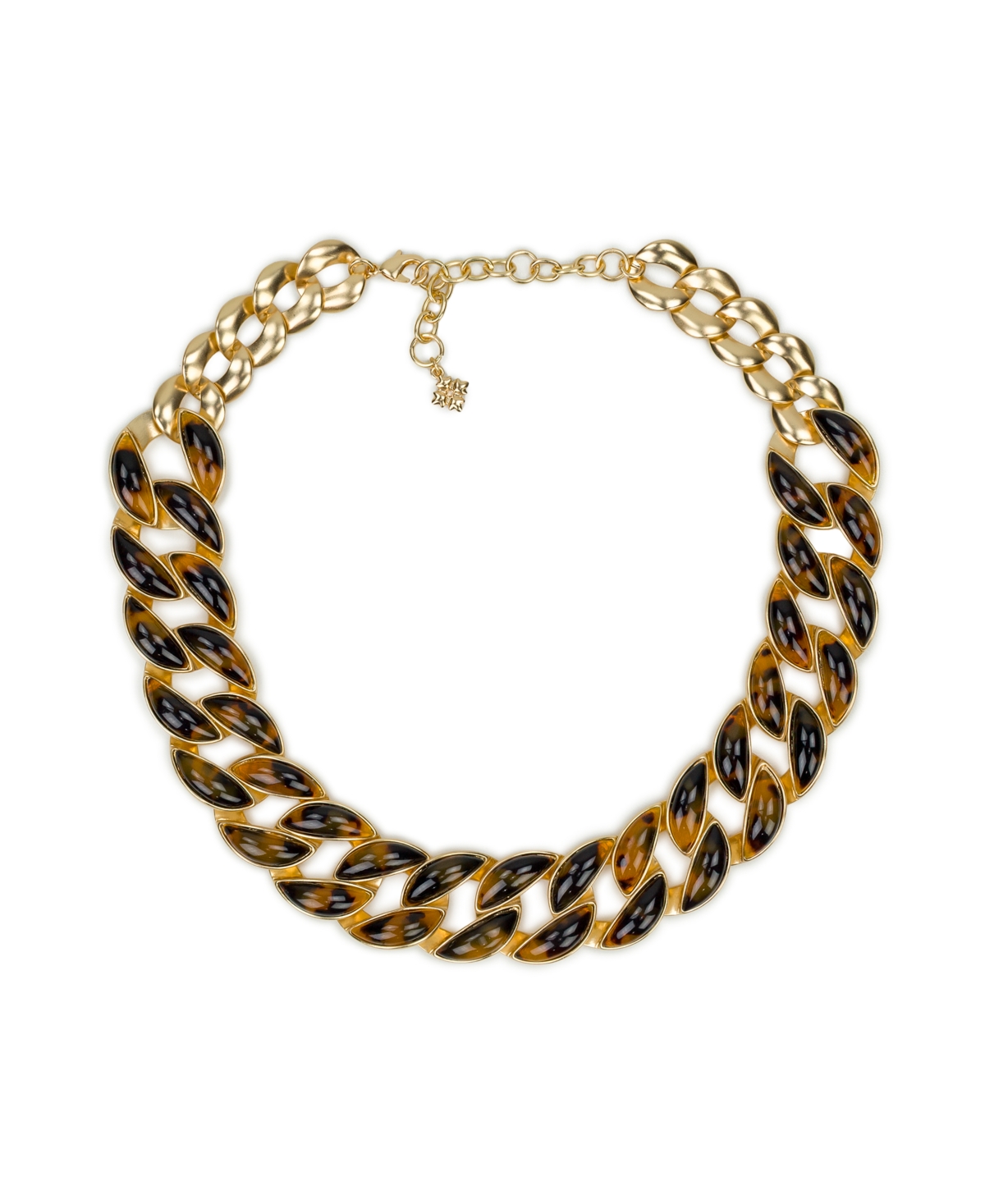 Patricia Nash Resin Tortoise Matte Gold-tone Graduated Link Necklace In Gold