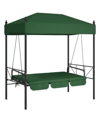 Garden Swing Bench Green Powder-Coated Steel Large