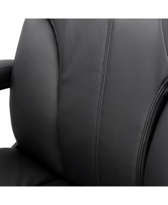 High Back Adjustable Faux Leather Office Chair in Black and Black Base