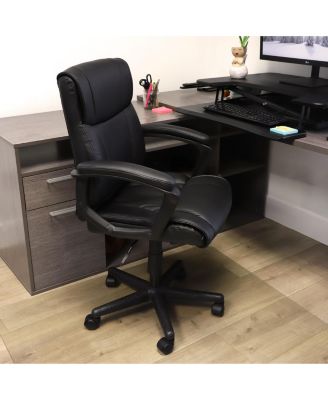 Mid Back Adjustable Faux Leather Office Chair in Black