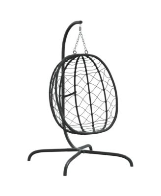 Hanging Egg Chair Anthracite Poly Rattan, Powder-Coated Steel