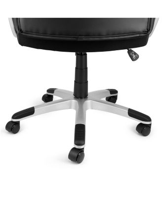 High Back Adjustable Faux Leather Office Chair in Black and Gray Base