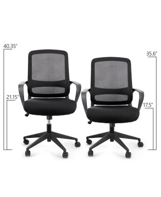 Mid Back Adjustable Mesh and Fabric Office Chair in Black