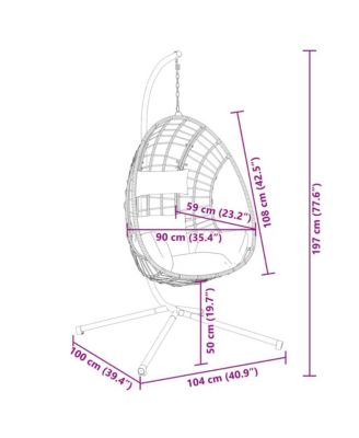 Hanging Egg Chair Anthracite Rattan Large Removable Covers