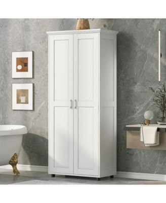 Storage Cabinet with Two Doors for Bathroom, Office, Adjustable Shelf, MDF Board