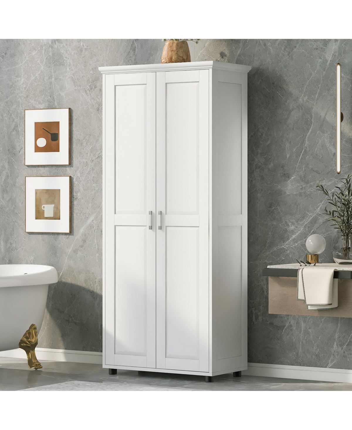 Casainc Storage Cabinet with Two Doors for Bathroom, Office, Adjustable Shelf, Mdf Board