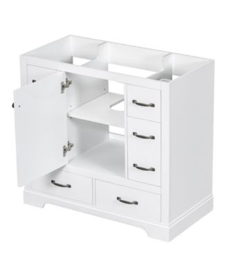 36-Inch Bathroom Vanity Cabinet Base with Six Drawers, Multi-Functional Divider & Adjustable Shelf