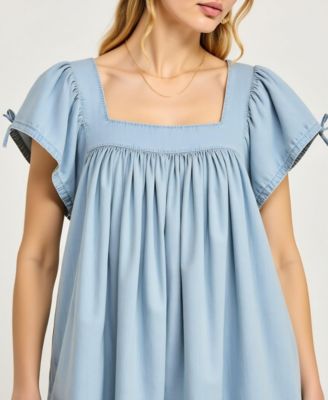 Women's Flutter-Sleeve Babydoll Dress
