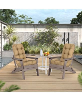 Outdoor Tufted Adirondack Chair Cushion Set of 2, High-Back with Ties, Waterproof & Fade-Resistant