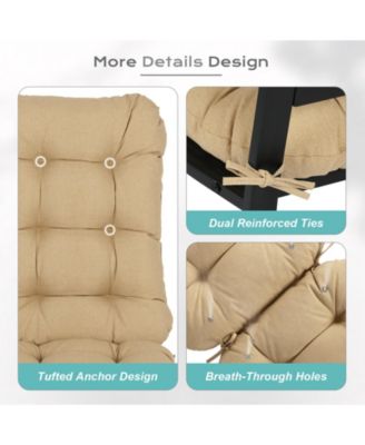 Outdoor Tufted Adirondack Chair Cushion Set of 2, High-Back with Ties, Waterproof & Fade-Resistant