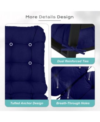 Outdoor Tufted Adirondack Chair Cushion Set of 2, High-Back with Ties, Waterproof & Fade-Resistant