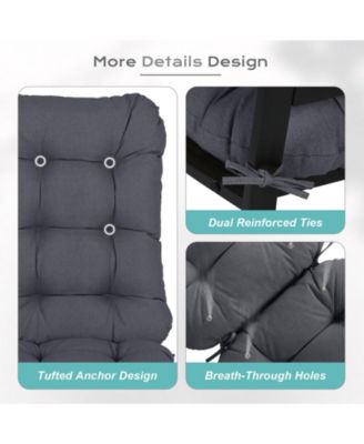 Outdoor Tufted Adirondack Chair Cushion Set of 2, High-Back with Ties, Waterproof & Fade-Resistant