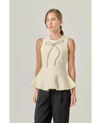 Women's Peplum Sleeveless Knit Top