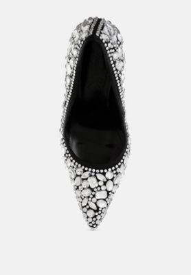 Womens Iceout Diamante & Rhinestone Embellishments Pumps