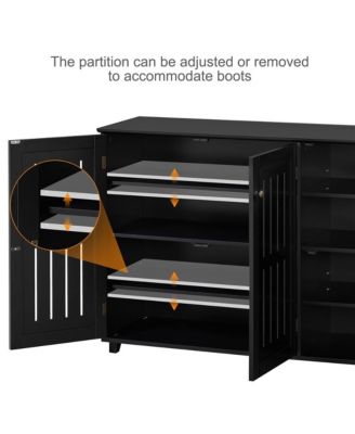 Louvered Door 4-Tier Shoe Storage Cabinet Closed Shoes Rack 