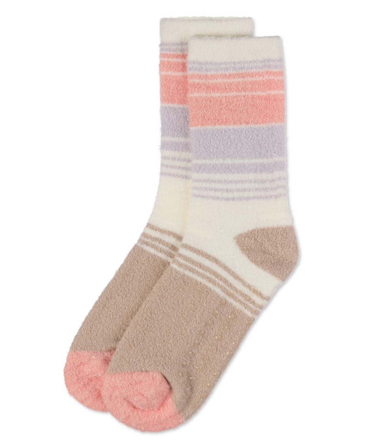 MeMoi Women's Stripes Aloe Infused Crew Socks
