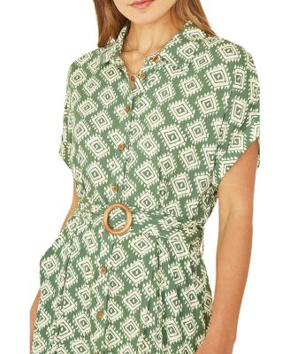 Women's Midi Shirt Dress With Matching Belt