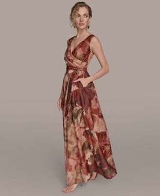 Women's V-Neck Floral Ball Gown