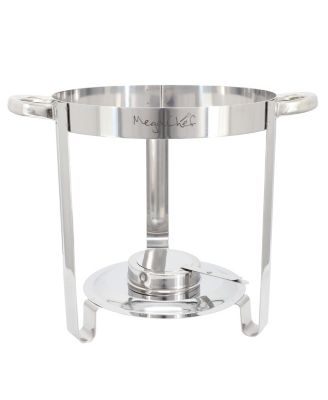 11.6 Quart Round Stainless Steel Professional Soup Chafing Dish in Silver