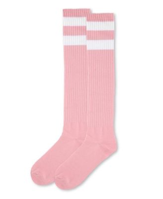 Women's Ribbed Rugby Athletic Stripe Knee High Socks