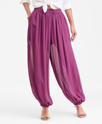 Women's Pull-On Crinkle-Chiffon Balloon Pants, Macy's Exclusive