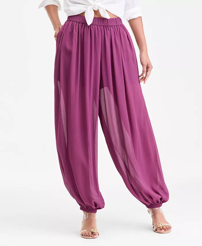 Women's Pull-On Crinkle-Chiffon Balloon Pants - thumbnail 7