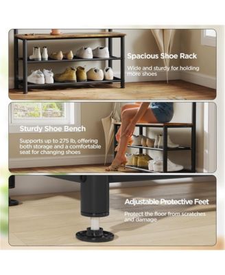 73” H Metal Hall Tree with Shoe Storage Bench Entryway