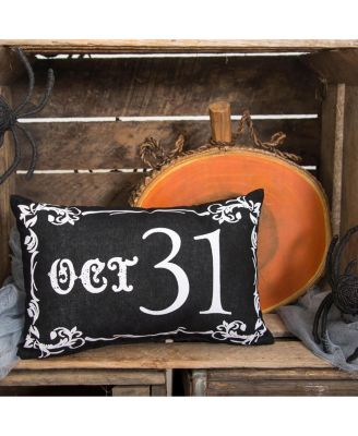 Gothic Script "Oct 31" Halloween Small Petite Accent Pillow 8" x 12"
