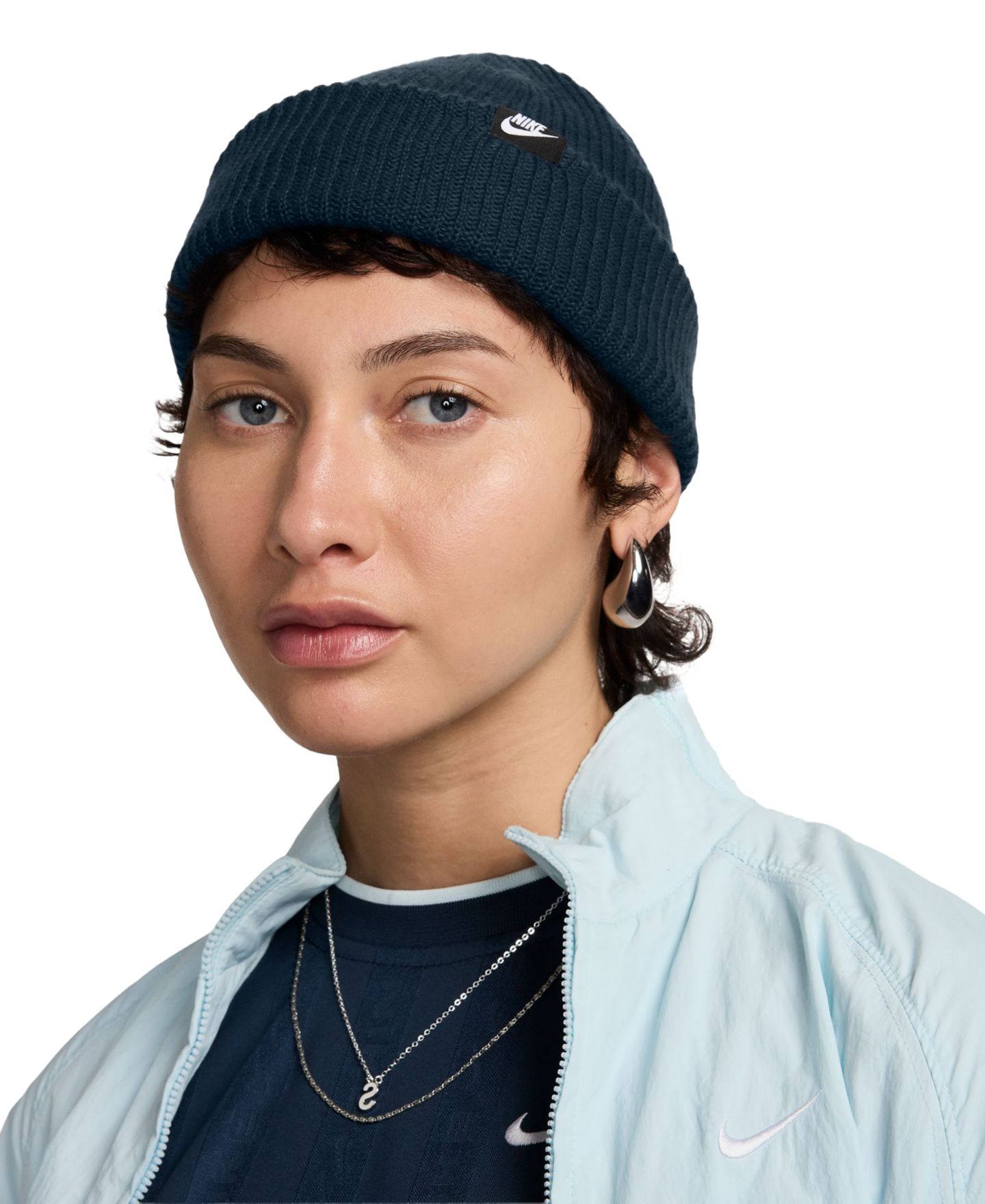 Шапка Nike Unisex Futura Terra Cuffed Knit Hat, цвет: Тёмно-синий — фото 1