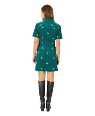 Women's Fox Embroidered Cord Shirt Dress