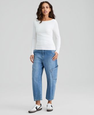 Women's Boat-Neck Long-Sleeve Knit Top, Macy's Exclusive