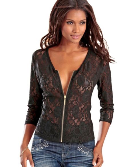 Женские куртки LASCANA Floral Lace Zip Jacket
